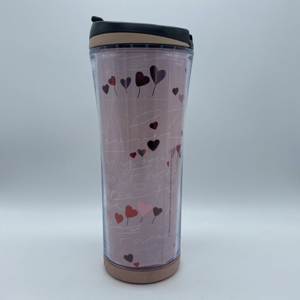 Valentines Day 2009 Pink Red Hearts Starbucks 16oz Travel Coffee Tumbler - Picture 2 of 16